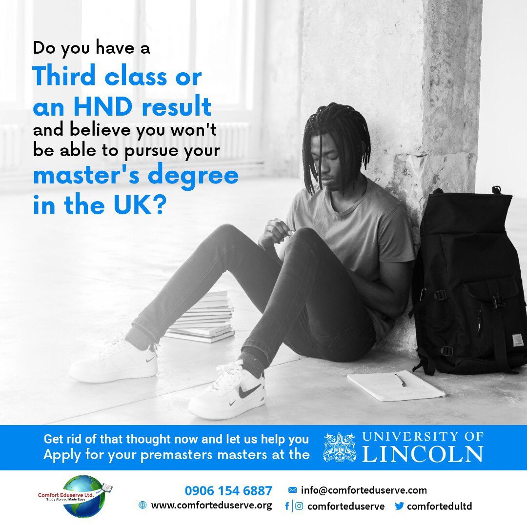 Comfortedultd's tweet photo. It’s never too early to activate your japa plans.
The University of Lincoln Premasters application are now open for September 2023.
Comforteduserve dey for you.
#studyabroad #studyintheuk2023 #study #premasters #universityoflincoln #education #educationconsultant #lincoln https://t.co/vykJBr5xJx