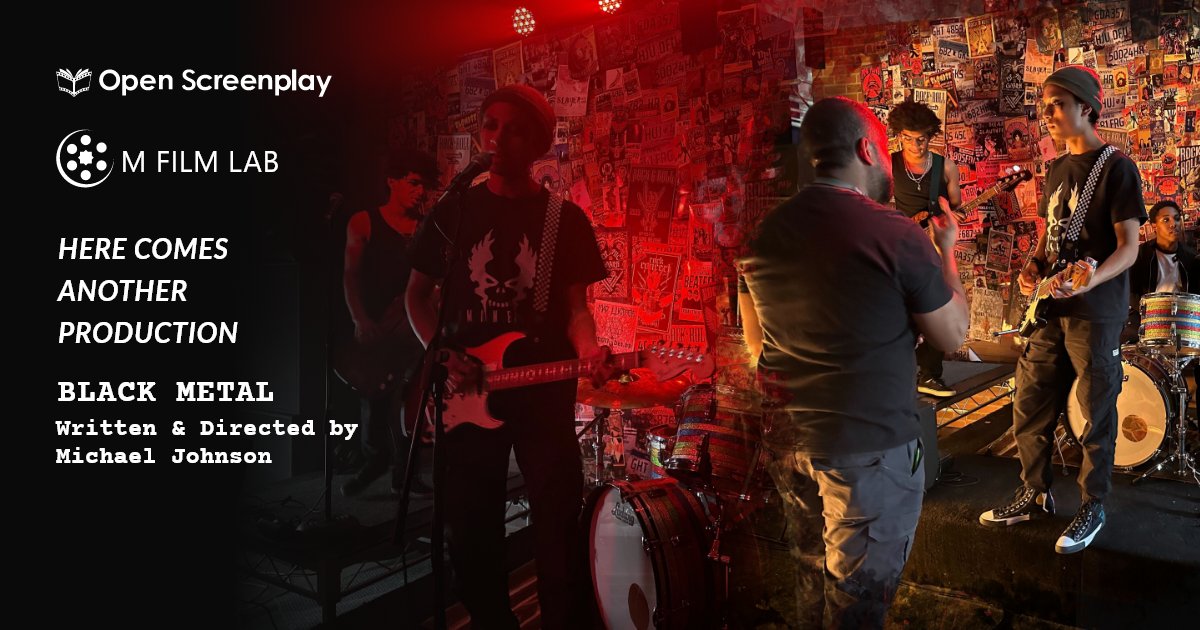 OpenScreenplay's tweet image. We are delighted to announce that #OpenScreenplay has signed agreement with M Film Lab to produce the winning #screenplay from Spring2022 program, titled Black Metal.
The film is slated to shoot in Los Angeles late November
Join us bit.ly/3AxBeiS &amp;amp;help #WriteABetterWorld