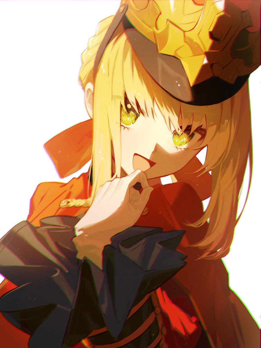 nero claudius (fate) ,nero claudius (fate/extra) 1girl blonde hair green eyes smile solo open mouth looking at viewer  illustration images