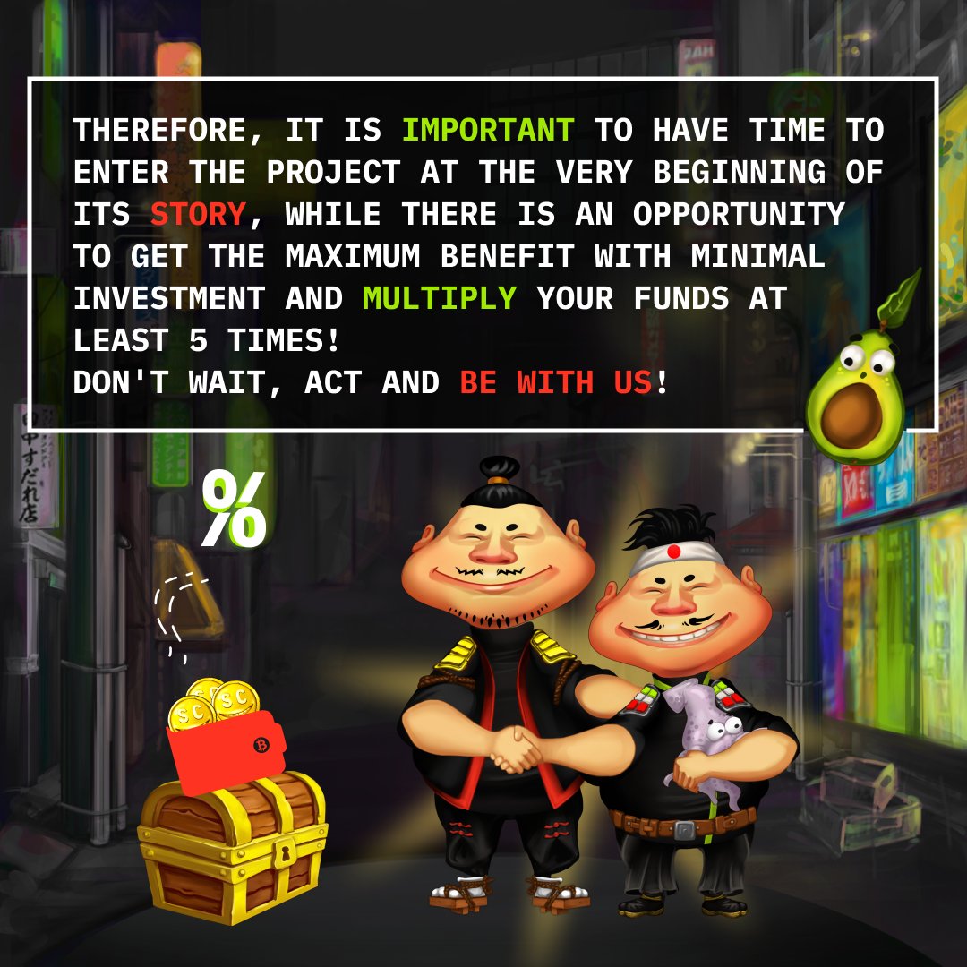 MasataClub's tweet photo. 🤑
Kiai! Why is it profitable to buy #NFT Masata right now? 💰
 
Today we will talk about why NFT from Masata Club is the first one that is not affected by #NFTmarket fluctuations and how to invest most profitably. 💸
 
#NFTProject #NFTCommunity #crypto #TipsMasata #SMILEFOOD https://t.co/FyHOcQ3GFN