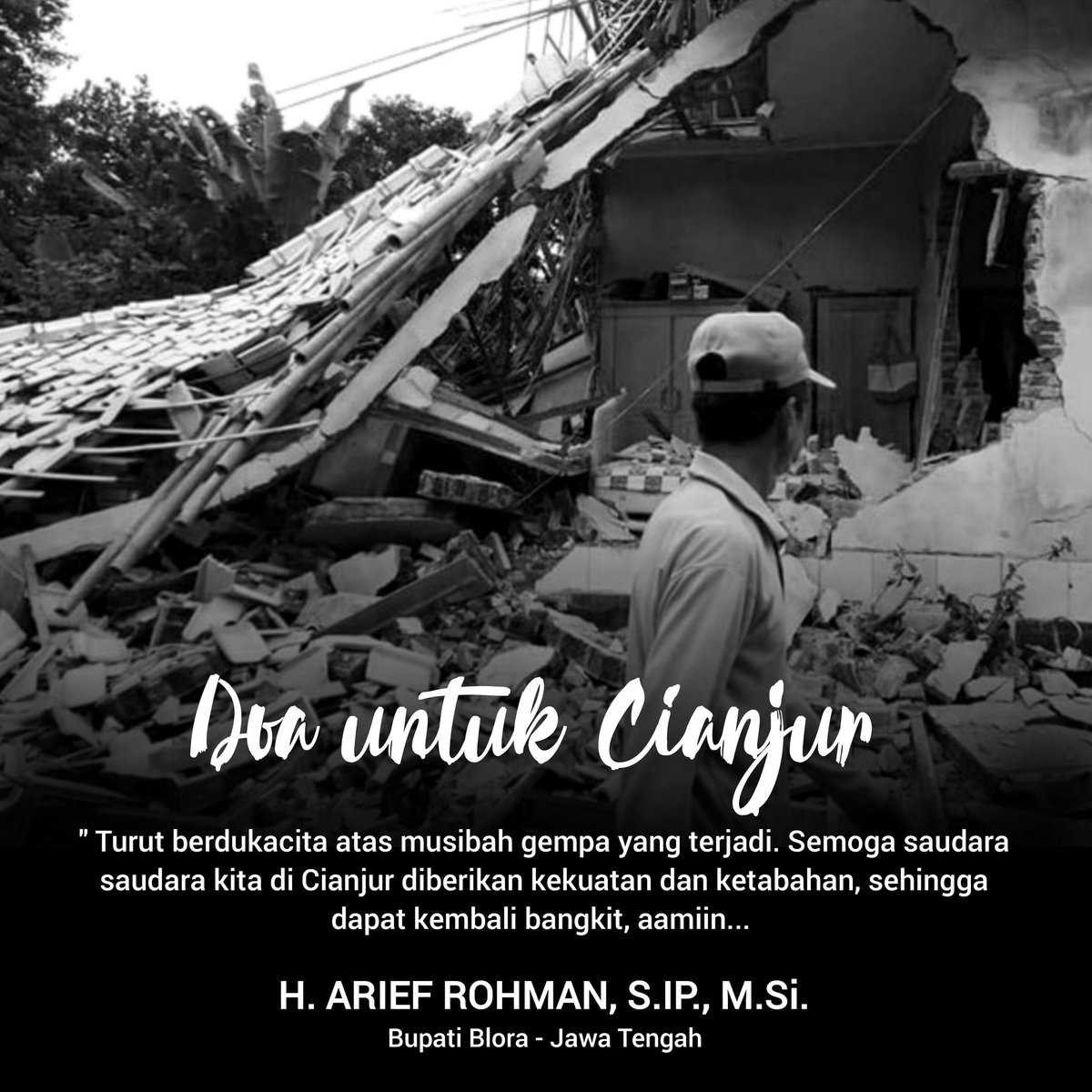 Turut berdukacita atas terjadinya musibah gempa di wilayah Cianjur Jawa Barat dan sekitarnya. Semoga seluruh korban husnul khotimah, dan saudara saudara kita yang ada disana diberikan ketabahan dan kekuatan untuk segera bangkit, aamiin 🤲🤲

#Gempa #Cianjur #AriefRohman