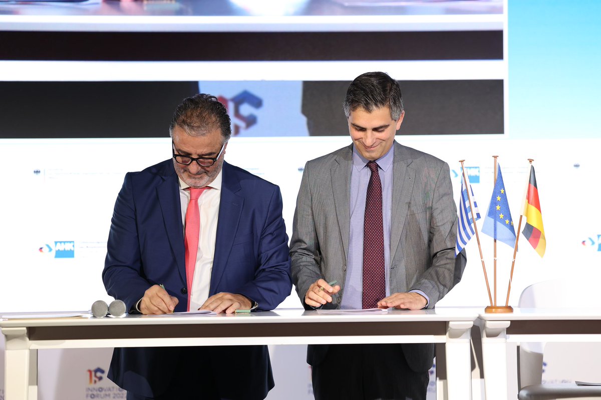 Το MoU στοχεύει στην εκπαίδευση, καθοδήγηση, υποστήριξη, αλλά και δικτύωση των ελληνικών νεοφυών επιχειρήσεων με το αντίστοιχο οικοσύστημα Έρευνας και Καινοτομίας της Γερμανίας. <a href="/ahkgermany/">AHK Griechenland</a> #ElevateGreece <a href="/MinDevGR/">Υπουργείο Ανάπτυξης</a> <a href="/GermanyinGreece/">Germany in Greece</a> 🇬🇷🇩🇪