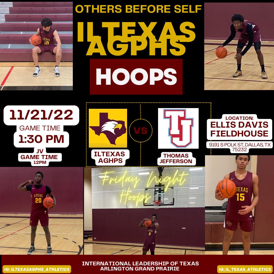 Coach_Turner87's tweet photo. Itβs Gameday βΌοΈ
Fridays game was rescheduled
Our Mens Varsity and JV Basketball teams have an away game in Dallas versus Thomas Jefferson. Come out and support us today. 12pm JV, 1:30pm Varsity. Go Eagles π¦
π¦
@il_texas
#ILTEXAS #AGPHS #Leadership #Basketball #OthersBeforeSelf https://t.co/GezVqp0slI