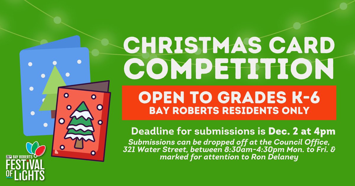 Town_BayRoberts's tweet image. We are looking for our next official Town Christmas card! ✉️🎅🎄

Design a Christmas card that best represents Bay Roberts during Christmastime and you could win to be our next official card! 

🧵 (1/2)