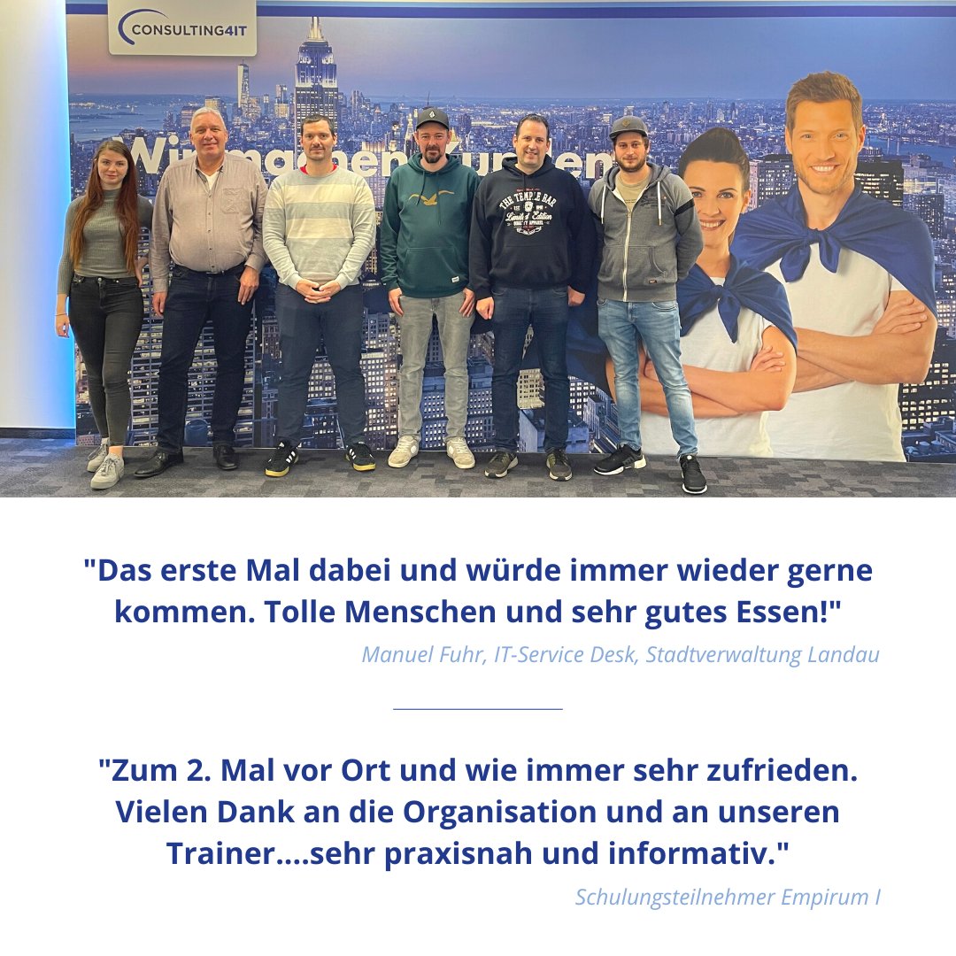 C4IT_GmbH's tweet photo. #Academy #Feedback ✨

Wir freuen uns, dass unser Academy-Konzept aufgeht und viel Anklang findet.🤗

👉 Unser Trainingsportfolio: https://t.co/Lqv9rz64p3

#Matrix42 #Nexthink #Varonis #Empirum #ITTraining #ITSchulung https://t.co/vqIQGG7MA3