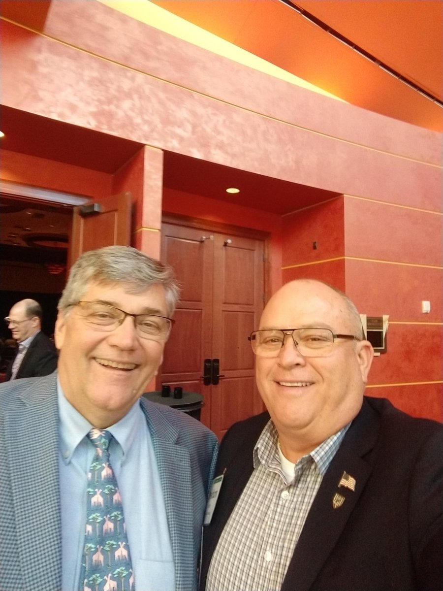 Bruce Knight (left), principal at Strategic Conservation Solutions and #SHI Board Member, discussed USDA Climate-Smart Commodity grants with SHI's COO Sheldon Jones (right) at the 2022 Dairy Sustainability Summit. #DairySust22
