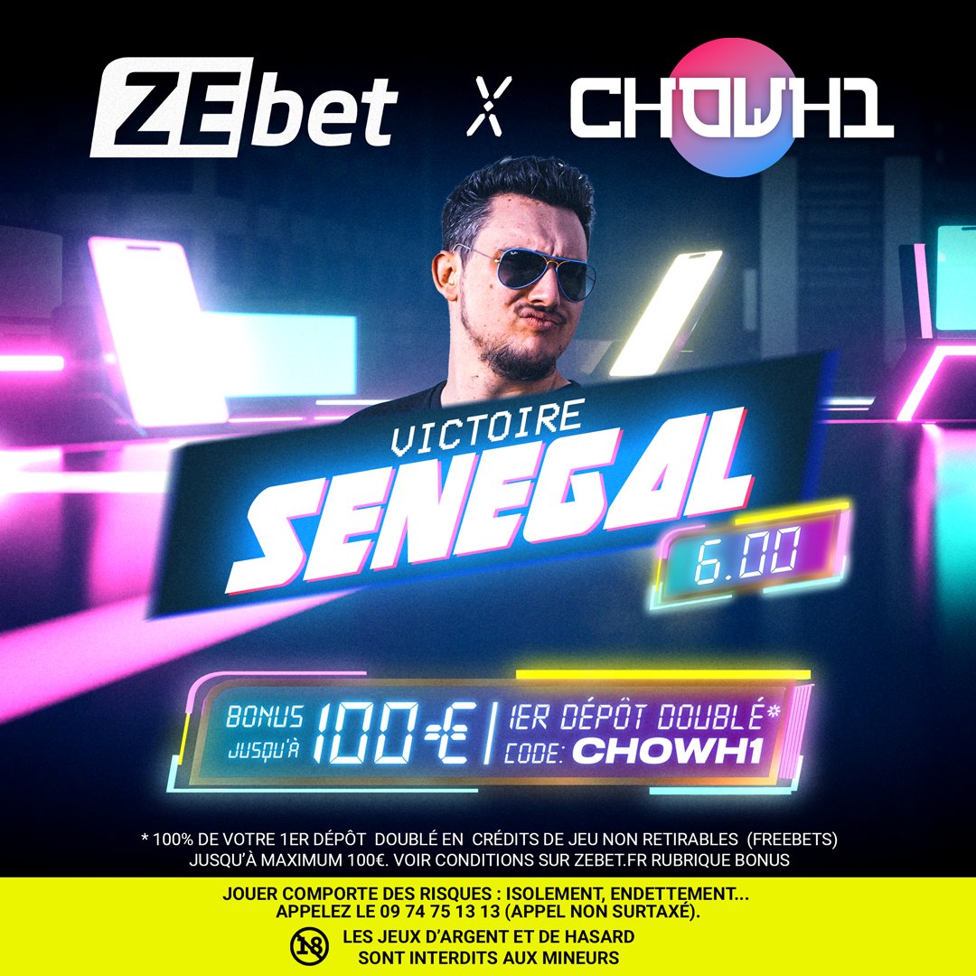 CHOWH1_'s tweet photo. Salut à tous c'est #ChowPronos 😎
Je me suis réveillé ce matin avec une grosse intuition, la victoire écrasante du Sénégal face aux Pays-Bas (1-0) !
Faites vos paris avec @ZEbetFr et surtout prenez du plaisir ! #ad https://t.co/vORWOp9sFT