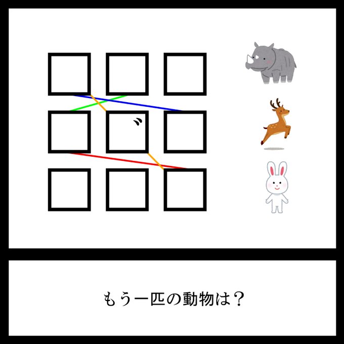 今日の三日月ネコ謎解き放送宿題問題動物たちの仲間を探そう!#三日月ネコ謎 #謎解き #わかった人はRT 