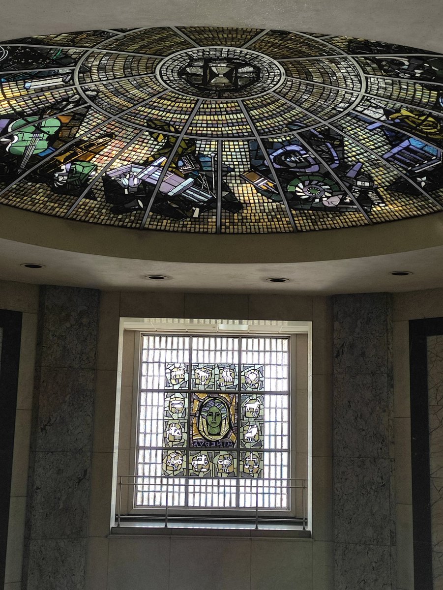 The beautiful mosaic and stained glass in the lobby of @BiblioNacCuba. I thank the wonderful staff for helping me find materials. #SFB1288inHavanna #Researcher #phd #CubanStudies