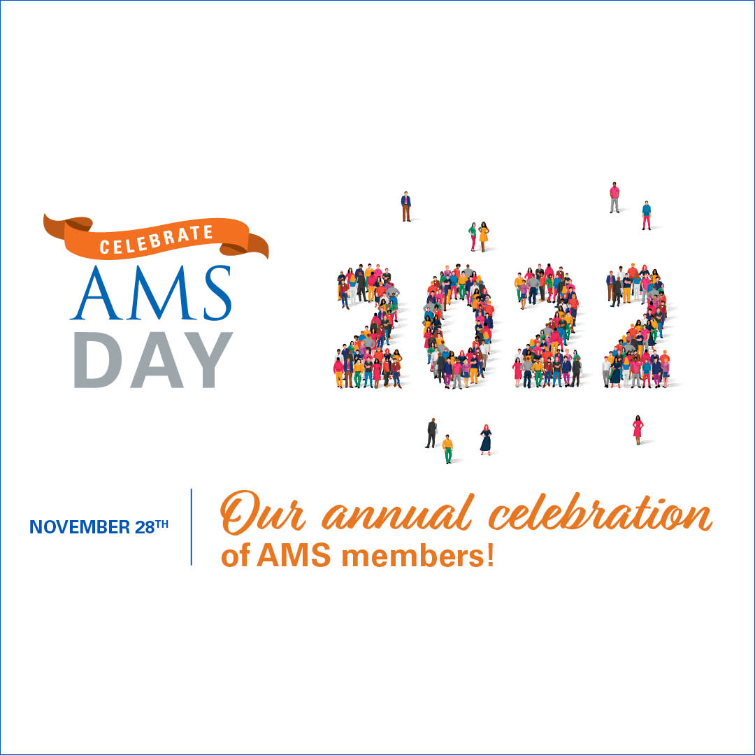 amermathsoc's tweet photo. Join us as we celebrate AMS Members on Monday, November 28, 2022! #AMSDay #AMSmember
https://t.co/ZMSxRlYP76! https://t.co/TMD24HMCxj