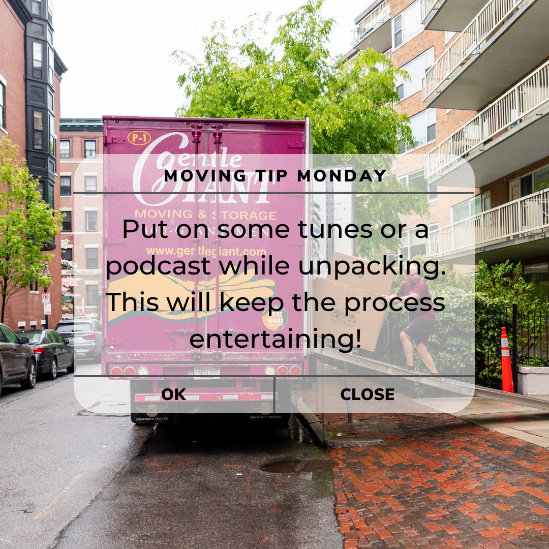 gentlegiantmove's tweet photo. Unpacking can be a mundane task, so we recommend keeping things fun! Play your favorite tunes or listen to a good podcast to distract you 🎶 #packing #moving https://t.co/ptOLuwAi4p