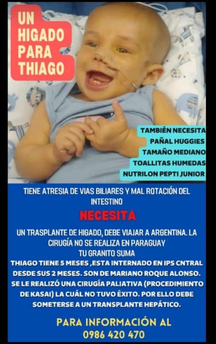 rociobritez28's tweet photo. Les pido por favor que me ayuden a difundir para que podamos llegar a más personas y Thiago tenga una esperanza para el trasplante de hígado que necesita, sus papis van a tener que dejar todo para seguir cuidando de su niño en Argentina, cualquier ayuda suma amigos. https://t.co/KDRXzFvytL