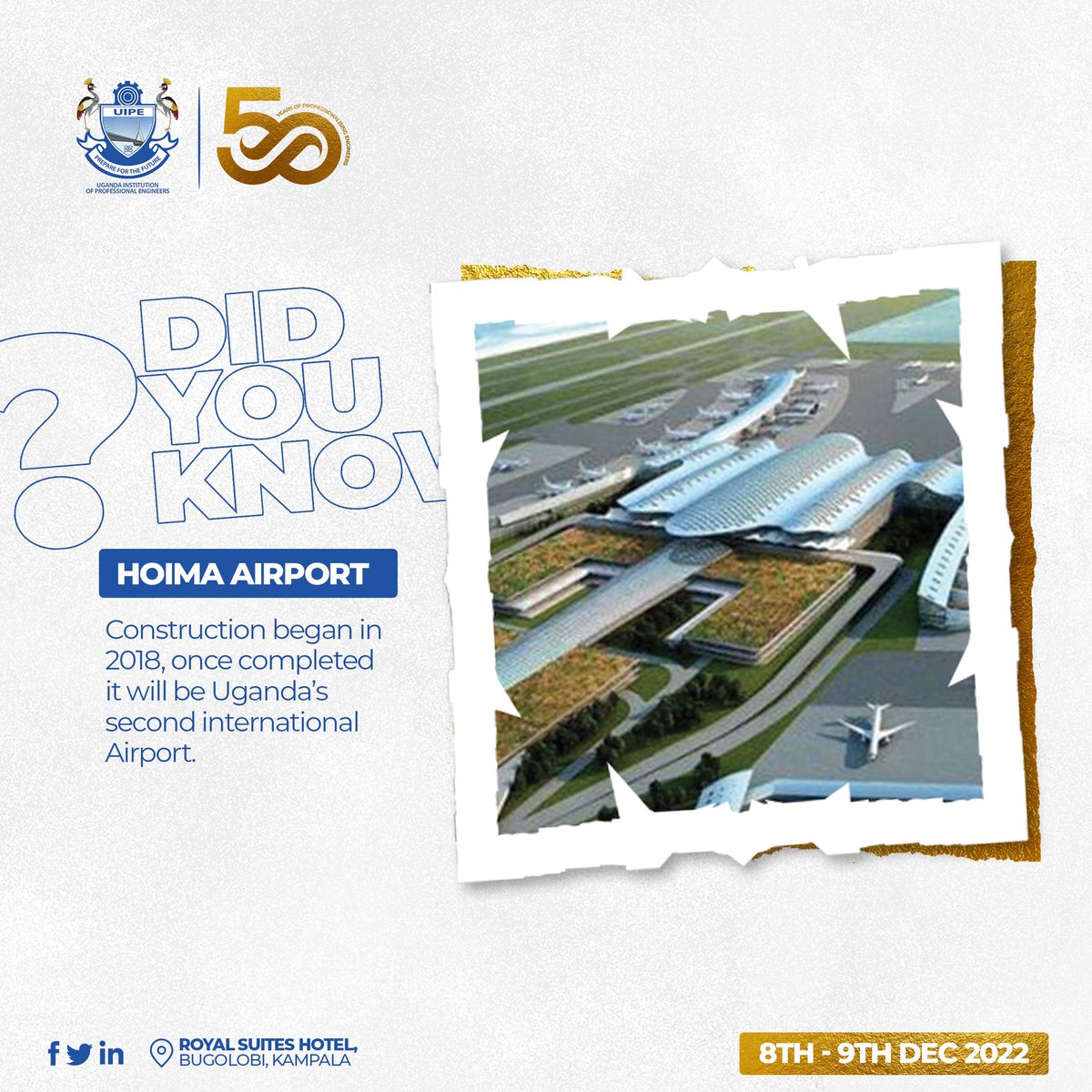 UIPE_Uganda's tweet photo. Engineering is the future and we look forward to Hoima International Airport as it will be the second International Airport after completion.
#FutureProjects
#EngineeringinUganda
#UIPEAt50 https://t.co/23oALT7M2f