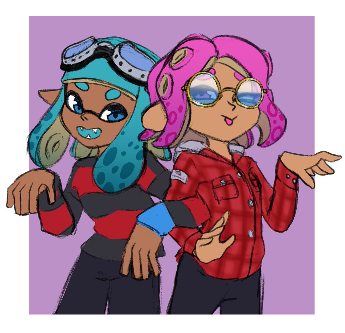 frostyspace's tweet photo. A pair of fresh gal pals!
just gals being pals
(they're off work and ready for som turf war) https://t.co/nnUa7hmi48