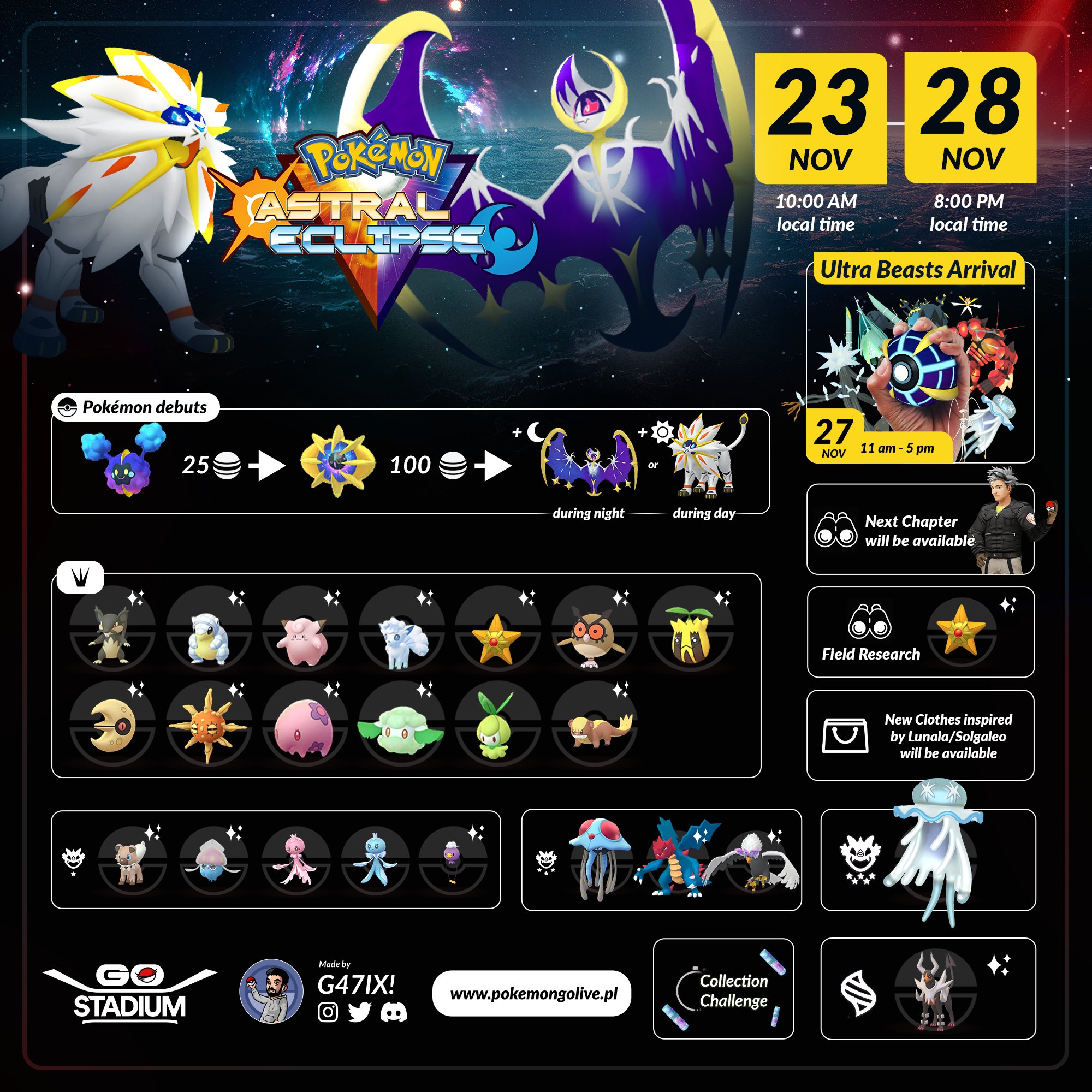 G47IX  Pokémon GO on X: Lunala and Solgaleo coming to Pokémon GO