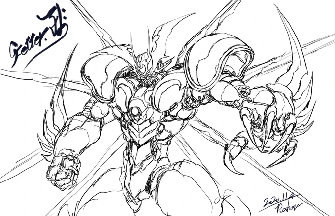 #イラスト
#illustration 
#scifiart 
#GetterRobo 
#ゲッターロボ 
ゲッターロボスケッチ集。いずれちゃんと形にしたいのよ。 