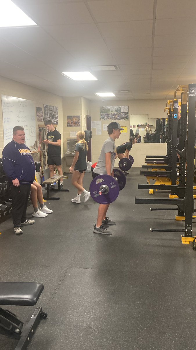 Picture doesn’t show the full group. Averaging 50 a day! Great job to Coach Kurtz, Ahrens &amp; Byrnes for developing the culture. #change  <a href="/lakemillsstrong/">Lake Mills Strength</a>