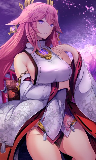 八重神子描きました。 