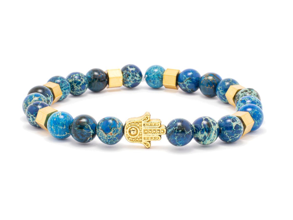 VarovskyCom's tweet photo. Excited to share the latest addition to my #etsy shop: 18k Gold Hamsa Hand Beaded Bracelet | AAA Blue Sea Sediment Imperial Jasper | Genuine Natural Beads https://t.co/UPskeHIPqO #blue #round #luck #yes #no #unisexadults #gold #artdeco #ethicalgemstones https://t.co/VXtmIFaLVN