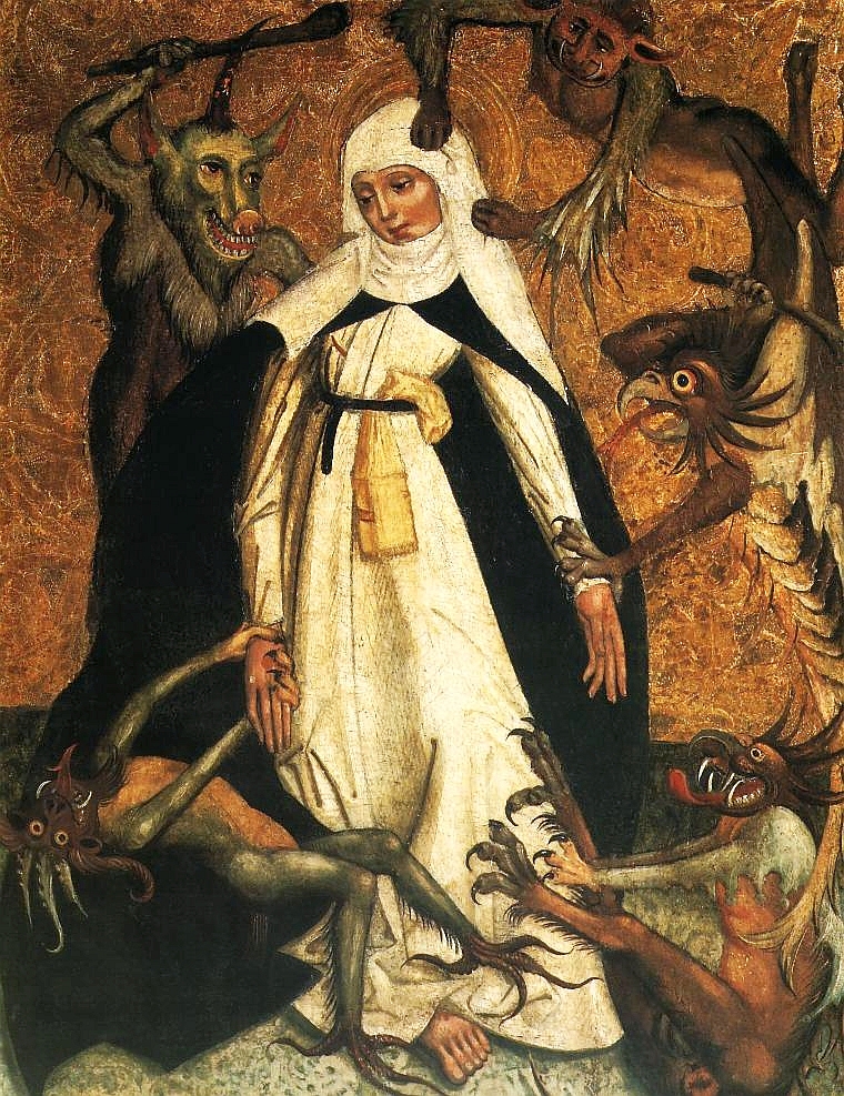 April_Shorty_'s tweet photo. A prayer of #Catherine of #Siena:
“My sweet Lord, look with mercy upon Your people & especially upon the mystical body of Your...
1/2
#Quote
🖼️St. Catherine of Siena Besieged by Demons, Anonymous (Lesser Poland), c1500
#Art #Painting #Poland #LesserPoland #Saint #Demons #Prayer https://t.co/Sx3fk4fjAd