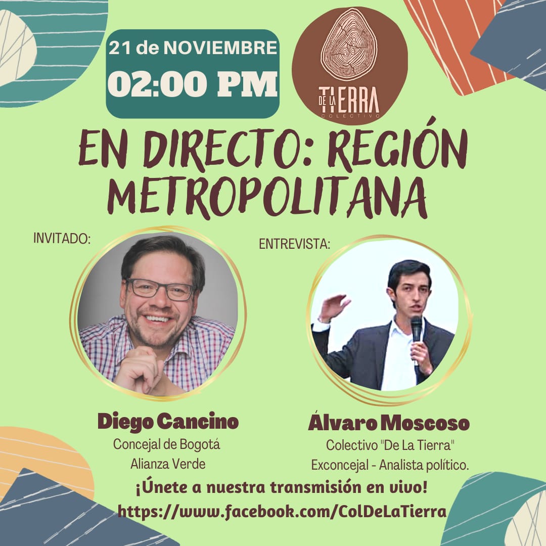 DeLaTierraCol's tweet photo. Hoy nos acompañará @cancinodiegoa en un nuevo espacio para seguir entendiendo la figura de la #RegionMetropolitana. Con la conducción de @aamoscosog 
#DeLaTierraCol #RegionMetropolitana #RegionConLaGente #Tabio #Tenjo #SabanaCentro #Cundinamarca https://t.co/iKx7LveOxN
