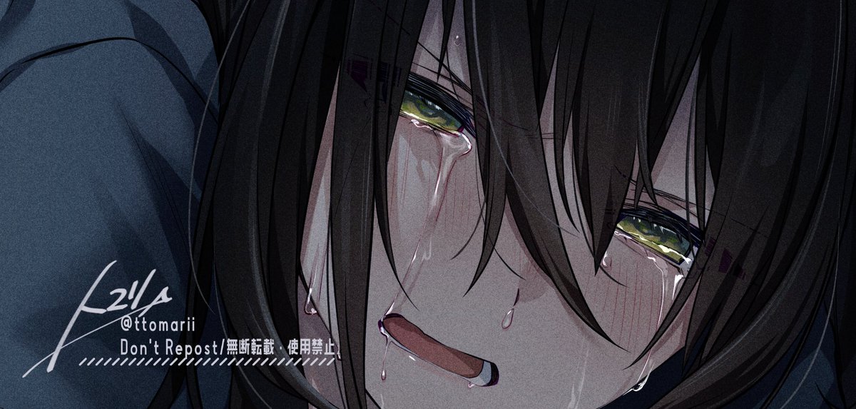 crying 1girl solo green eyes tears open mouth crying with eyes open  illustration images