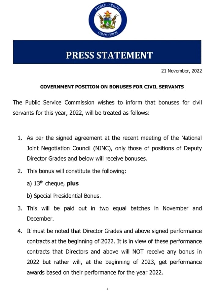 Vic_Falls_Live's tweet photo. CIVIL SERVANTS TO START GETTING BONUSES - - - Zimbabwe's civil servants are set to receive their bonuses, including a flat US$200 presidential bonus. https://t.co/k3wU9LB2el