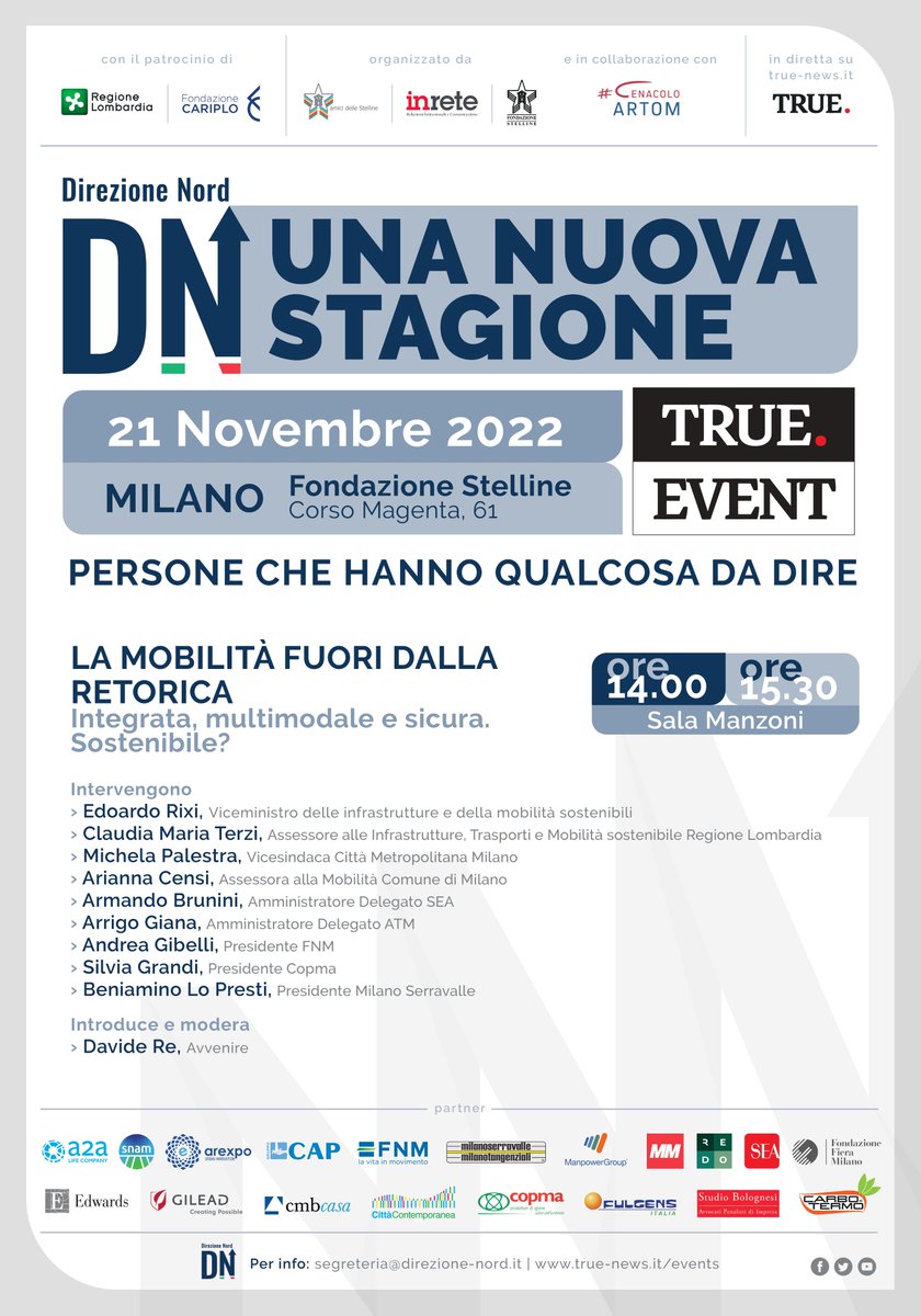 CopmaItaly's tweet photo. #Copma, con la Presidente Silvia Grandi, prende parte con Fulgens srl alla diciassettesima edizione della rassegna «Direzione Nord – A True Event», in programma a Milano presso la Fondazione delle Stelline. Il panel è intitolato «La mobilità fuori dalla retorica». https://t.co/J4IQTcW7JN