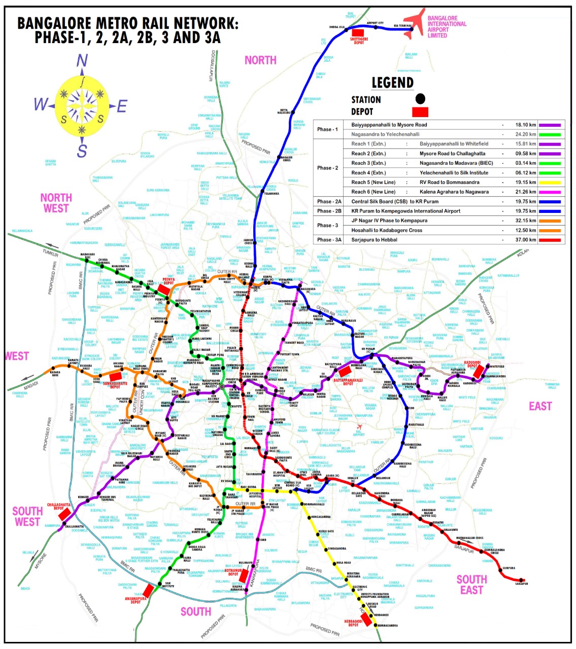 Bangalore Airport Metro | Namma Metro Blue Line - Route, Map, & Cost