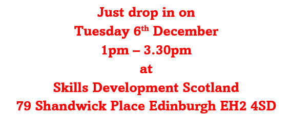 IntoWork57's tweet photo. Aged 16-19?

We'll be attending @skillsdevscot's New Year New Start drop-in on 6th December

Come along to meet us and other local organisations that can offer you support for a new start in January

#Training #NewYearsResolutions https://t.co/qNekvkvK69