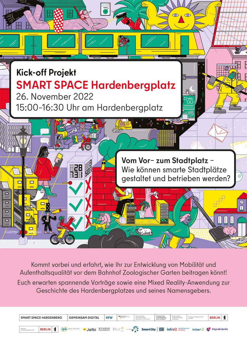 Am 26.11.22 findet der offizieller Kick-Off des Projekts SMART SPACE Hardenbergplatz statt. Besucht uns am Samstag von 15-16:30 Uhr am Hardenbergplatz.😀🚀 berlin.de/ba-charlottenb…