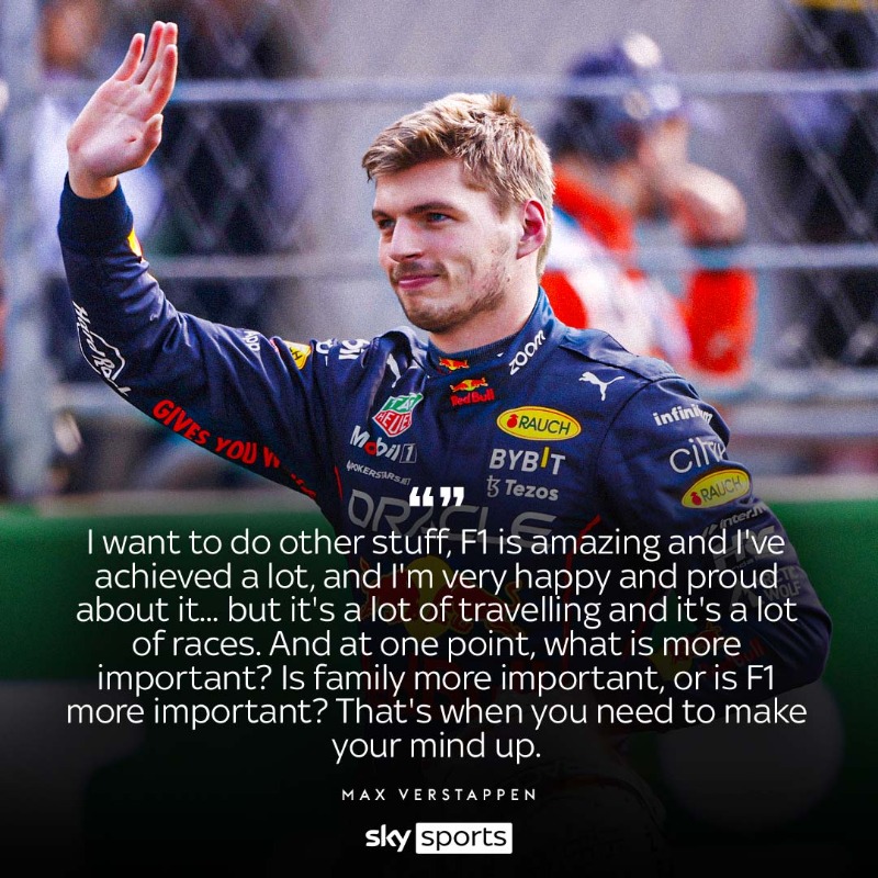 SkySportsF1's tweet photo. Max Verstappen says he could retire at 31 👀