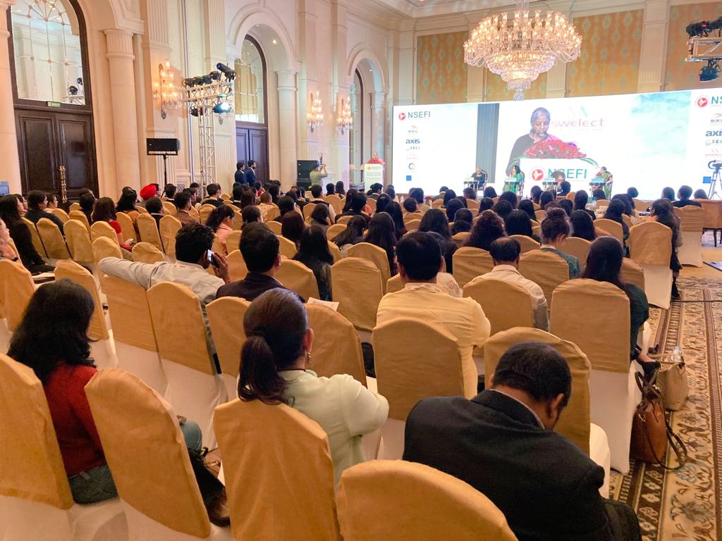 nsitharamanoffc's tweet photo. Smt @nsitharaman addresses the audience at an event on 'Women in Energy: Empowering India' organised by National Solar Energy Federation Of India (@NSEFI_official) in New Delhi. https://t.co/Iu9pjiT1eM