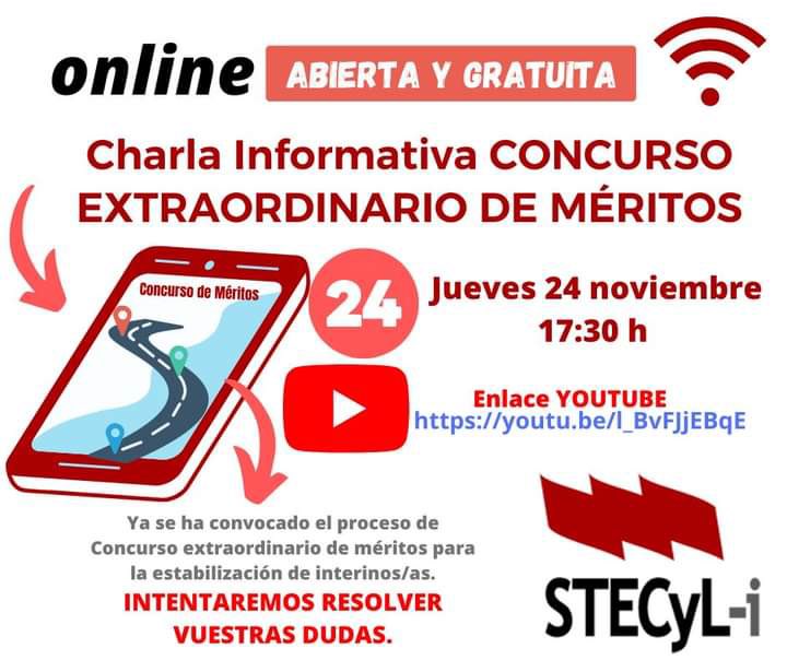 stezamora15's tweet photo. 🚨 CONCURSO ESTABILIZACIÓN DEL PERSONAL INTERINO🚨

¿Quién puede acceder? 
👉🏻 Personal que ha trabajado 2 cursos completos o 12 meses contínuos o discontínuos. 

¿Es tu situación? accede a la CHARLA @SindicatoSTECyL 
📆 jueves 24 de noviembre

Analizaremos 👣 la convocatoria https://t.co/veSDp2jCfU