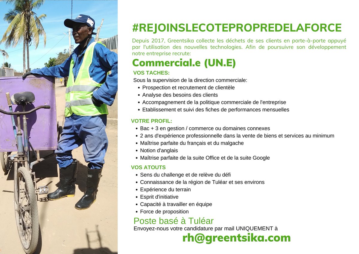 gaetanraj_mg's tweet photo. Hey on recrute sur Tuléar si t'as envie de ... des fois que... sait-on jamais... #RejoinsLeCôtéPropreDeLaForce https://t.co/DRTcYaJU2W