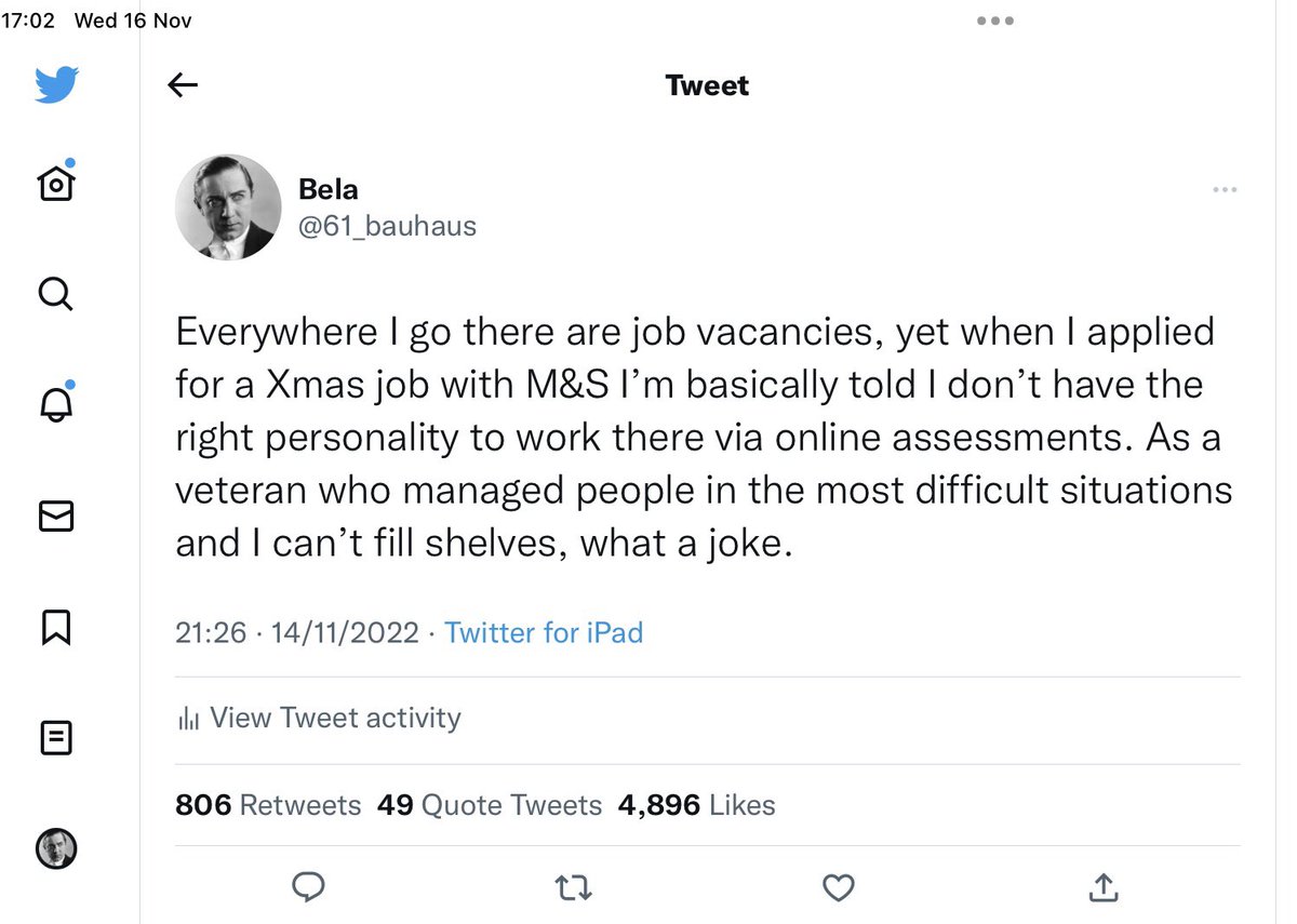 @TiceRichard @GerhardLuckhoff Agree Richard in principle but as I told Tom and found out myself , many major companies are hiding behind online psychometric tests which prevents many capable people from getting these jobs. I had over 5,000 replies to my post below