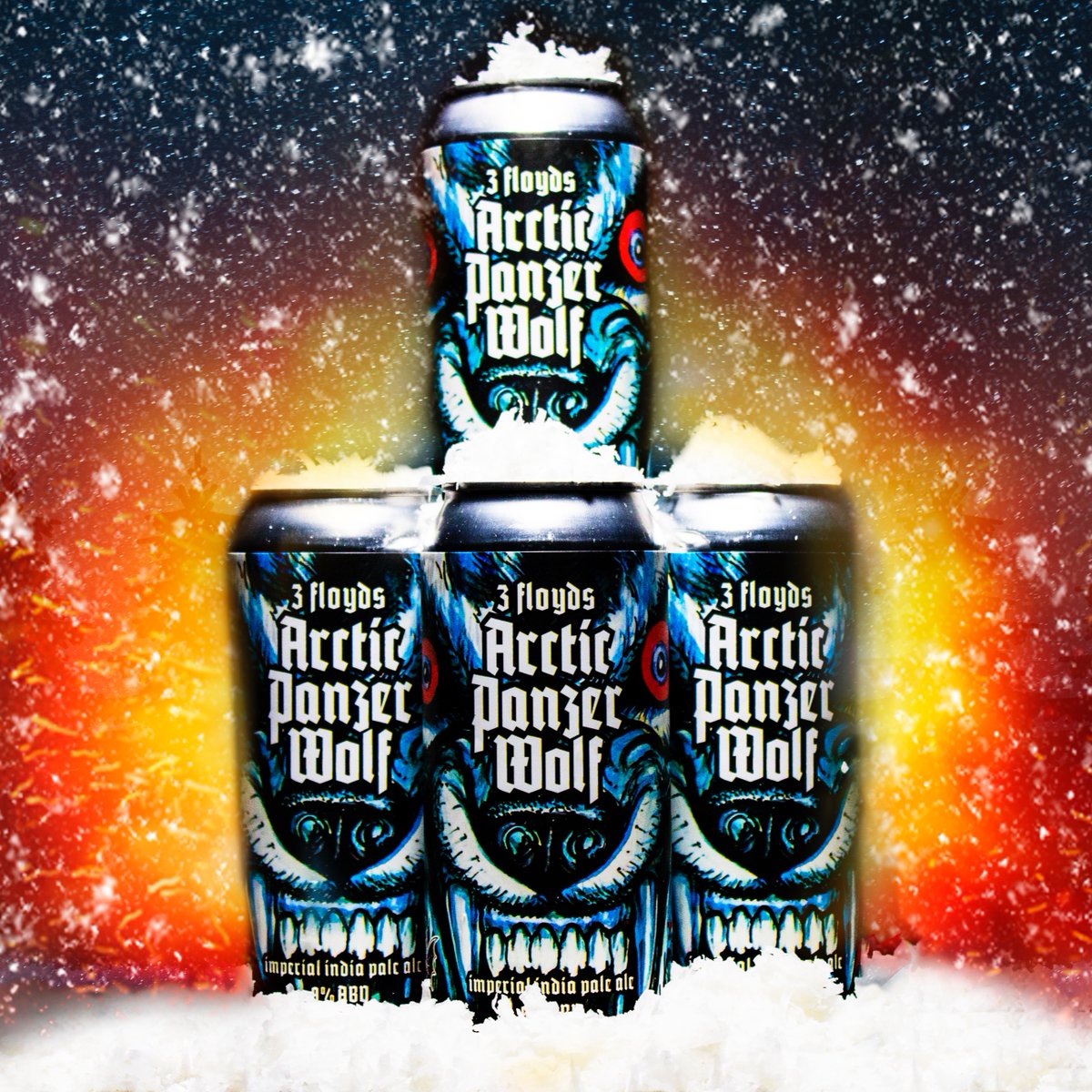 3floyds's tweet photo. We are beyond thrilled to announce the triumphant resurgence of our long-beloved Double IPA  – Arctic Panzer Wolf.

Arctic Panzer Wolf is available in 4pk 16 oz cans starting today at our retail kiosk, and shipping out to all 3 Floyds markets in the coming weeks. https://t.co/82GfTwK0IH