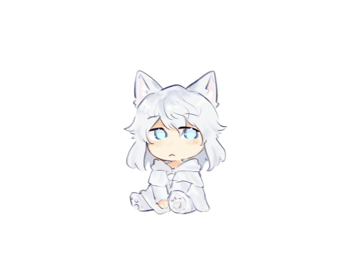 1girl animal ears blue eyes solo sitting white background chibi  illustration images