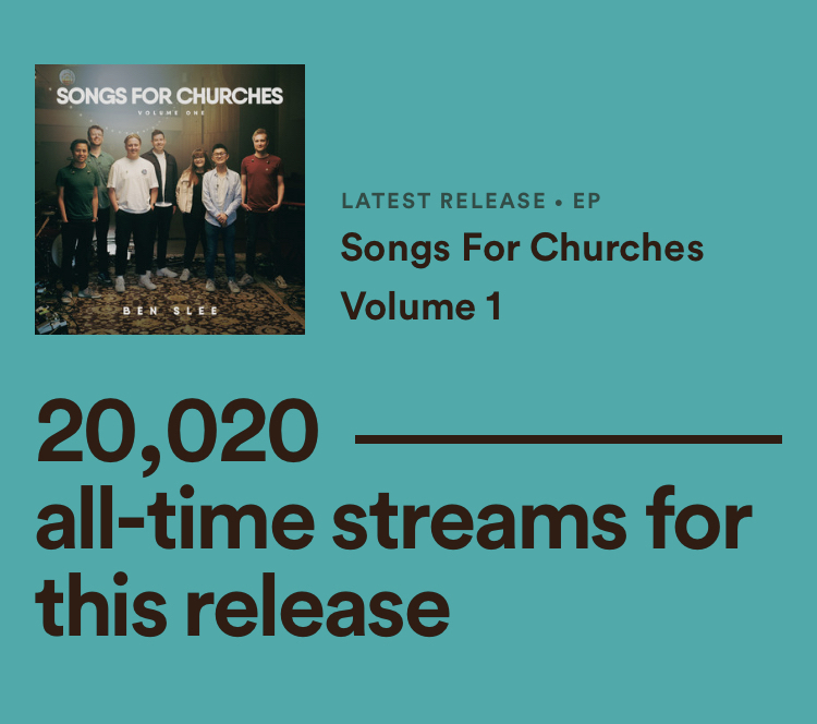Praise God. It’s never been about the numbers, but helping local churches sing the gospel. 

Seeing people + churches discover these songs &amp; hearing stories of God bless people through them has been so joyful &amp; encouraging. All glory to Him!

Listen here: buff.ly/3i344kU
