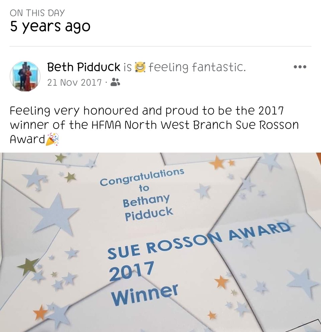 This time 5 years ago! 😍 still such an honour to be a past recipient of this special award! ❤️ <a href="/hfma_northern/">HFMA Northern Branch</a>