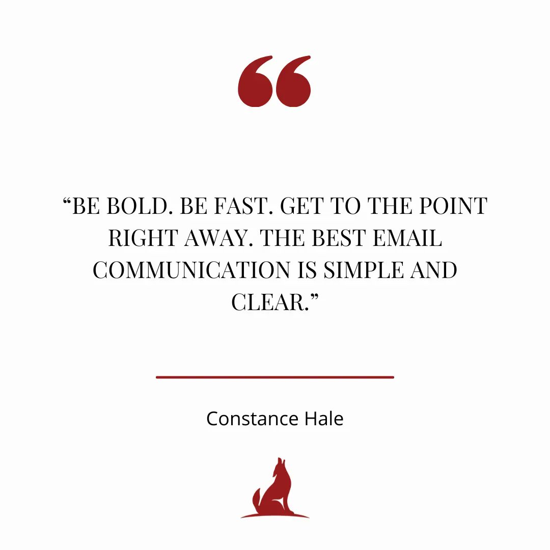 CommunicateGuru's tweet photo. “Be bold. Be fast. Get to the point right away. The best email communication is simple and clear.”

— Constance Hale, author of Sin and Syntax https://t.co/aOq4nMWfYL