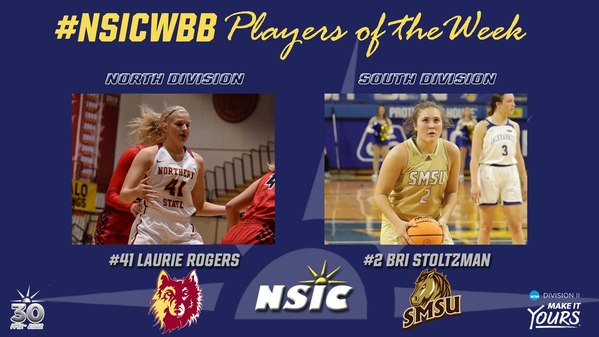 #NSICWBB Release No. 2
#NSICPOW
N: #41 Laurie Rogers - Northern State
S: #2 Bri Stoltzman - SMSU

Full Release at: northernsun.org/news/2022/11/2…