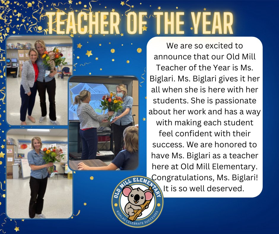 Congratulations to Ms. Biglari! She is our 2022-2023 Teacher of the year! #koalascreate