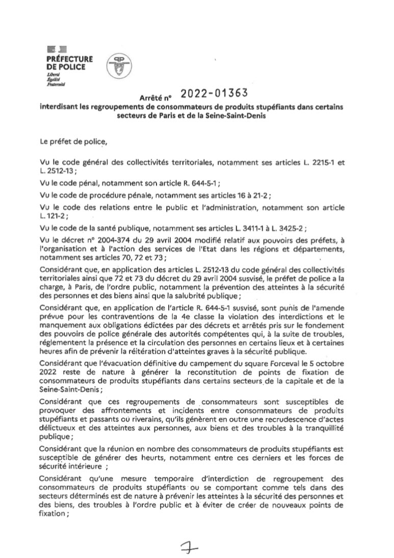 ArretesPrefets's tweet photo. 🚬 Arrêté du @prefpolice interdisant les regroupements de consommateurs de stupéfiants dans certains secteurs de #Paris et de #SeineSaintDenis https://t.co/5ZFrnhikgg https://t.co/qcp8NMTuL3