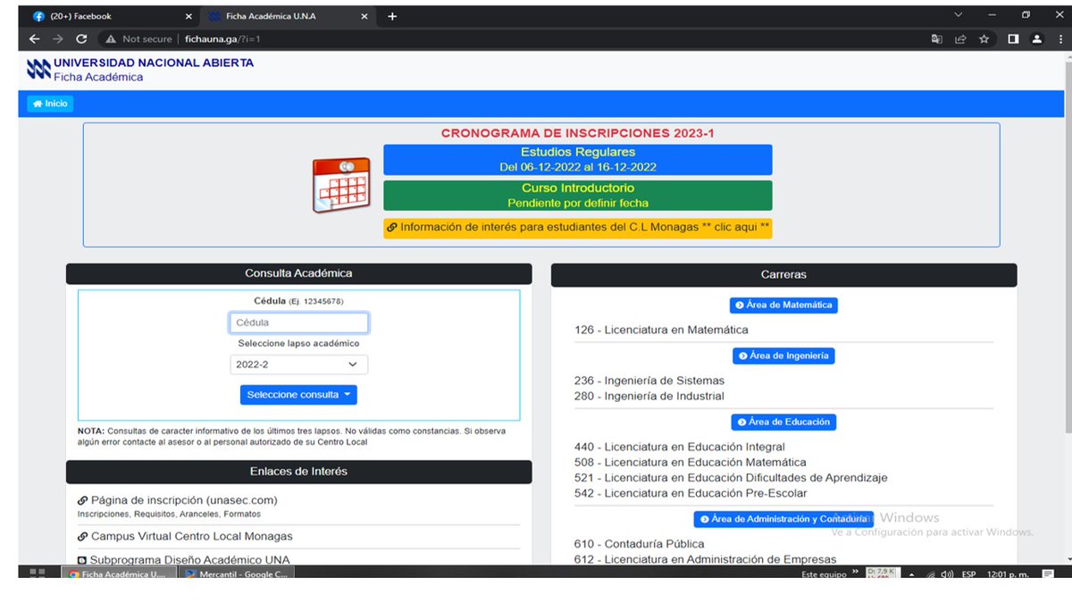 Para los estudiantes del Centro Local Yaracuy la ficha académica la puedes localizar en fichauna.ga