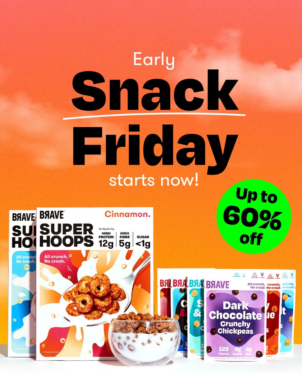 Our SNACK FRIDAY sale is on now! It's the biggest and tastiest sale of the year 😋 bravefoods.co.uk/pages/snackfri… #healthysnacks #snackfriday