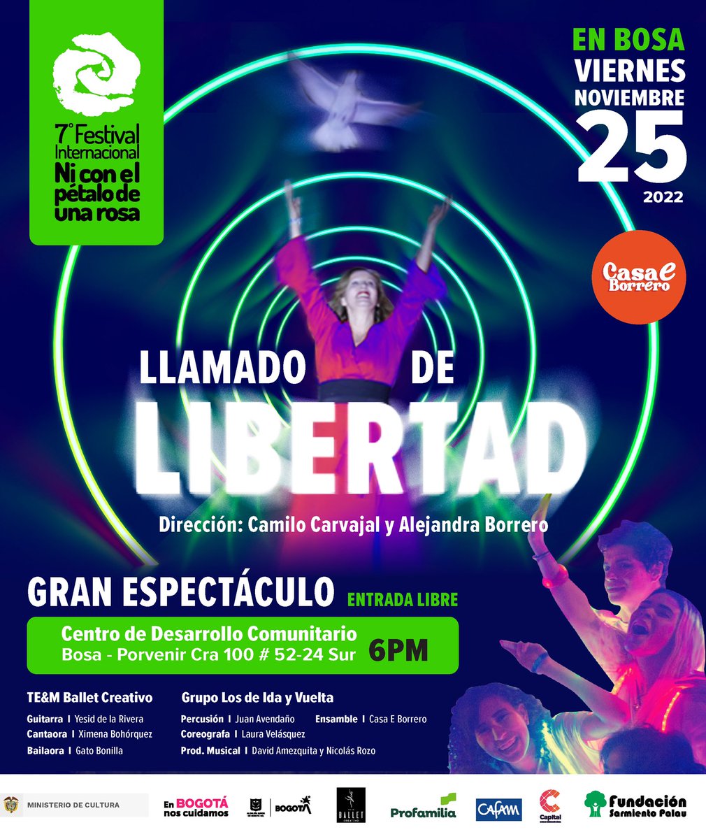 casaeborrero's tweet photo. 🤩🤩 ES OFICIAL 🤩🤩
Nuestro Festival tendrá inicio este viernes 25 de Noviembre en #Bosa y no podemos estar más felices 🔥🌹

🕊LLAMADO DE LIBERTAD • 6 PM • ENTRADA LIBRE 🙌🏻🤩

LOS ESPERAMOS A TODOS Y TODAS ❤️
#PorLasMujeres 🌹 https://t.co/9apHVOwTWm
