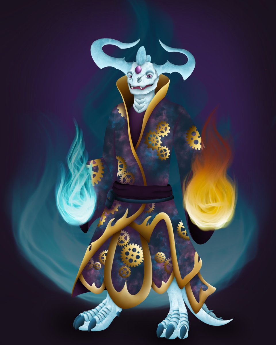 DansdoO's tweet photo. Shyvalla - Dragonborn Sorcerer/Warlock

Gem Dragonborn wearing plane of Mechanus inspired robes - overall a shiny boy! 💎

#dungeonsanddragons #dungeonsanddragons5e #dnd
#dnd5e #dndart #dndcharacterart #dndartist #dragonborn #crystaldragon 
#commission #commis #commissionart https://t.co/ctJpn8Ouan