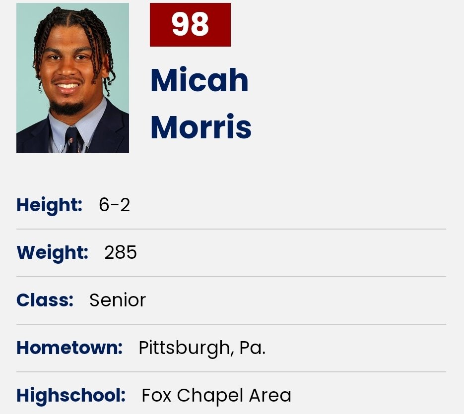farrellportal's tweet photo. Penn DL Micah Morris entered the portal as a grad transfer; in the last two seasons he totaled 62 tackles, 10.5 TFL and 4.5 sacks @Micahmorris36 https://t.co/fL5JVRdJFQ