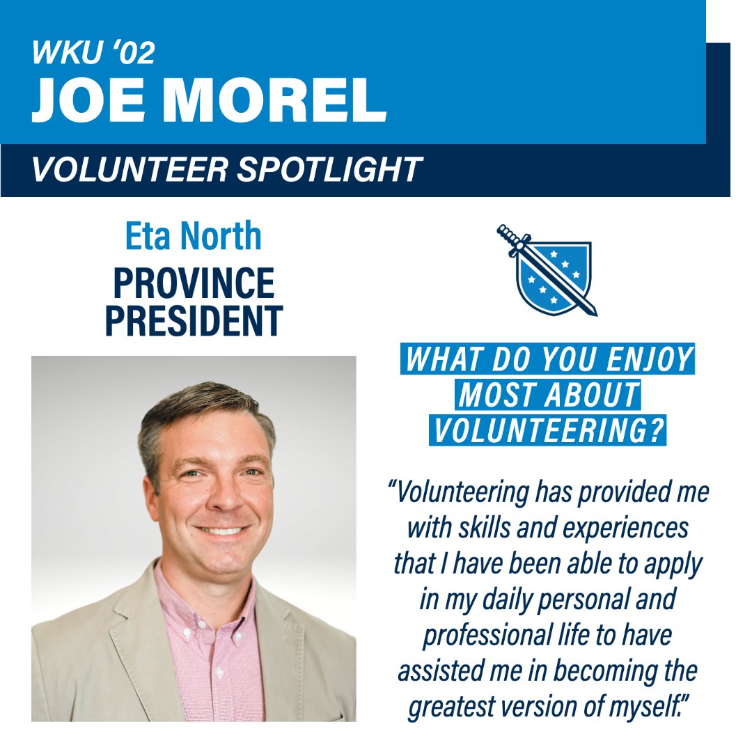 #VolunteerSpotlight Joe Morel, Eta North Province President.

Thanks for everything you do for Phi Delta Theta, Joe!

#phidelt #phideltatheta